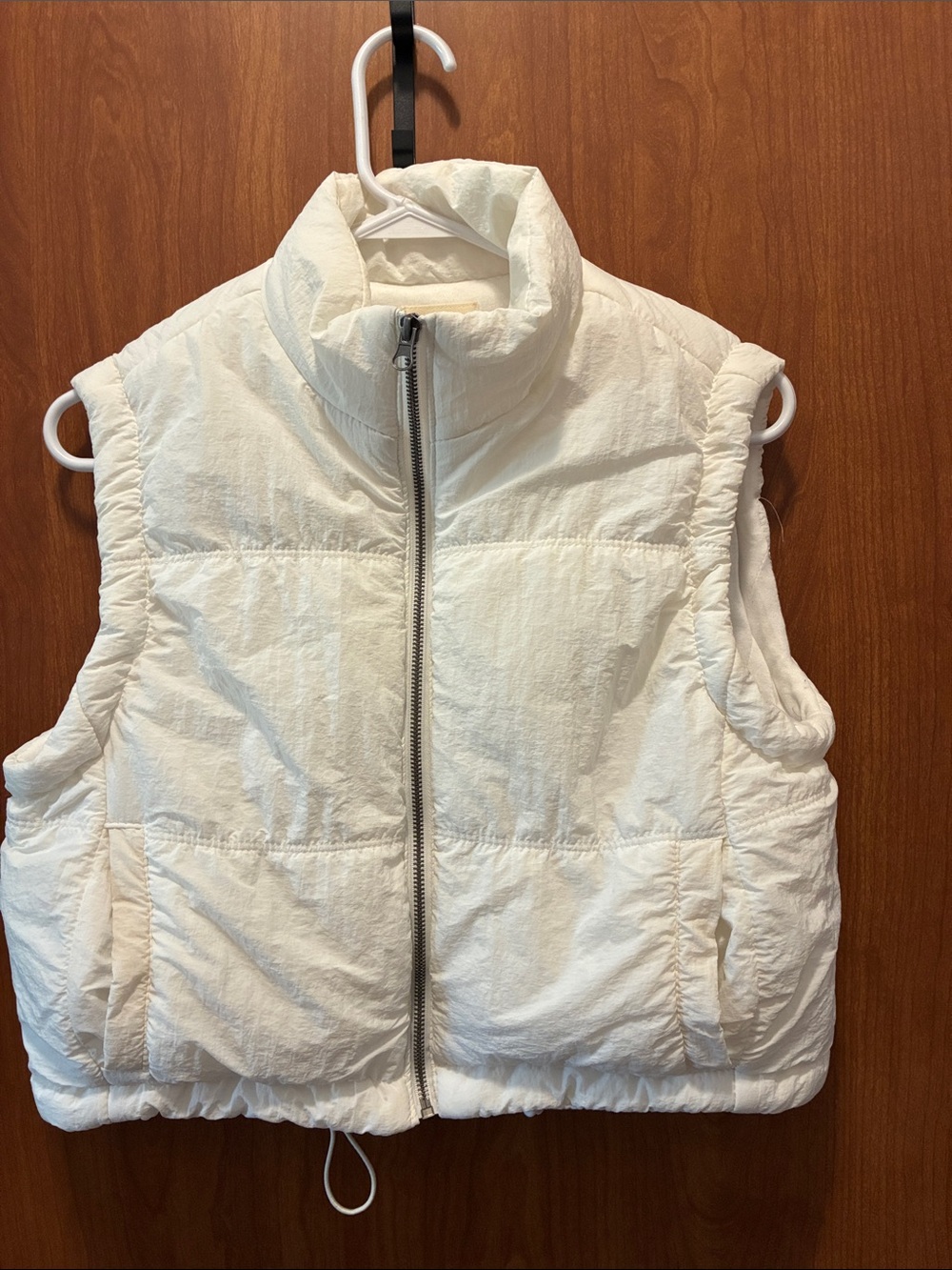 Thread & Supply Cream Quilted Puffer Vest with Stand Collar